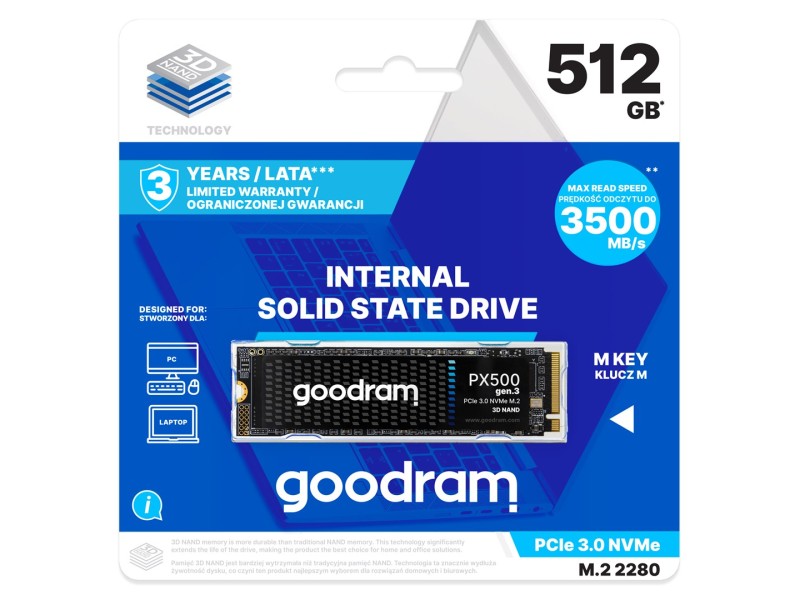 Goodram PX500 GEN.3 SSDPR-PX500-512-80-G3 internal solid state drive 512 GB M.2 PCI Express 3.0 NVMe 3D NAND SSDPR-PX500-512-80-G3 – GOODRAM Solid-State Drive (SSD)