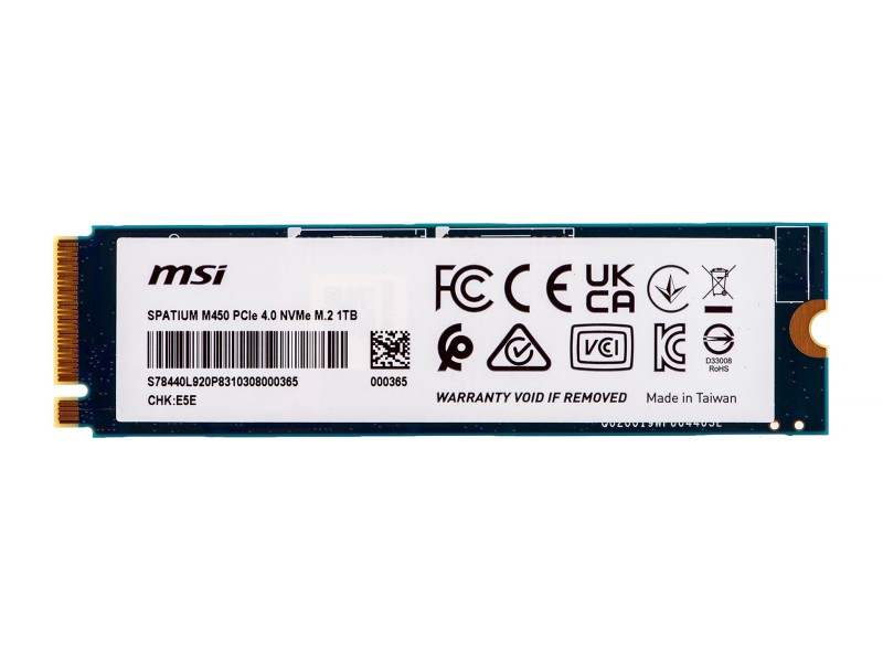 MSI SPATIUM M450 PCIe 4.0 NVMe M.2 1000GB PCI Express 4.0 3D NAND S78-440L0M0-P83 – MSI  Solid-State Drive (SSD)
