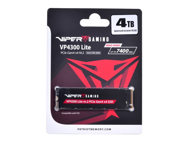Patriot Memory VP4300 Lite M.2 4 TB PCI Express 4.0 NVMe Patriot Memory VP4300 Lite M.2 4 TB PCI Express 4.0 NVMe VP4300L4TBM28H – Patriot Solid-State Drive (SSD)