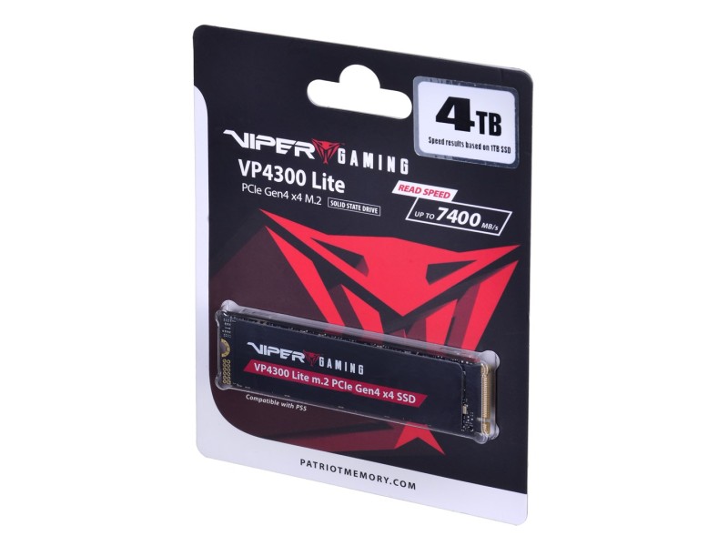 Patriot Memory VP4300 Lite M.2 4 TB PCI Express 4.0 NVMe Patriot Memory VP4300 Lite M.2 4 TB PCI Express 4.0 NVMe VP4300L4TBM28H – Patriot Solid-State Drive (SSD)
