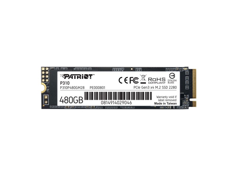 SSD Patriot P310 480GB M.2 2280 PCIE NVME 4 X4 TLC P310P480GM28 – Patriot Solid-State Drive (SSD)