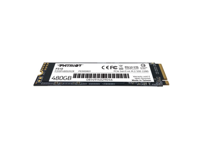 SSD Patriot P310 480GB M.2 2280 PCIE NVME 4 X4 TLC P310P480GM28 – Patriot Solid-State Drive (SSD)