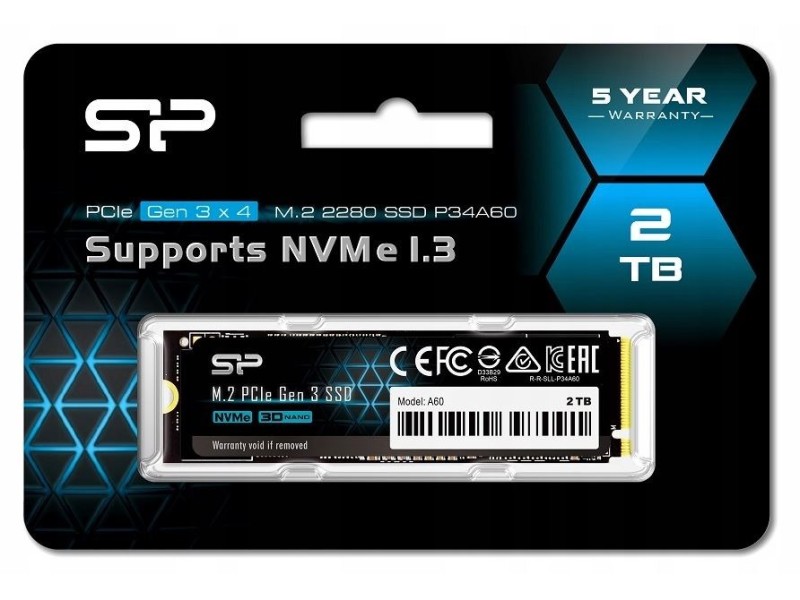 Silicon Power P34A80 M.2 2048 GB PCI Express 3.0 SLC NVMe SP002TBP34A60M28 – SILICON POWER Solid-State Drive (SSD)
