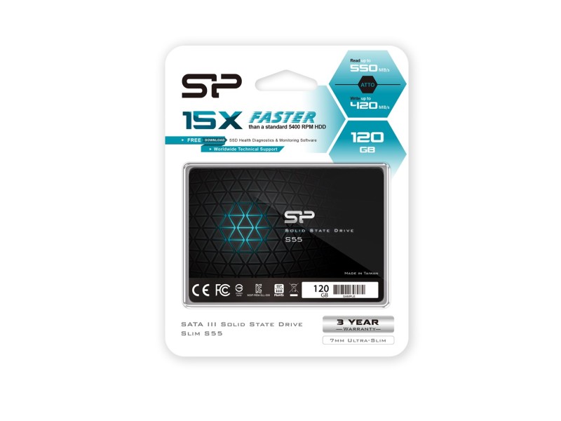 Silicon Power Slim S55 2.5 120 GB Serial ATA III TLC SP120GBSS3S55S25 – SILICON POWER Solid-State Drive (SSD)