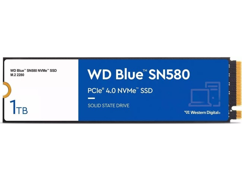 Western Digital Blue SN580 M.2 1 TB PCI Express 4.0 TLC NVMe WDS100T3B0E – WD Solid-State Drive (SSD)
