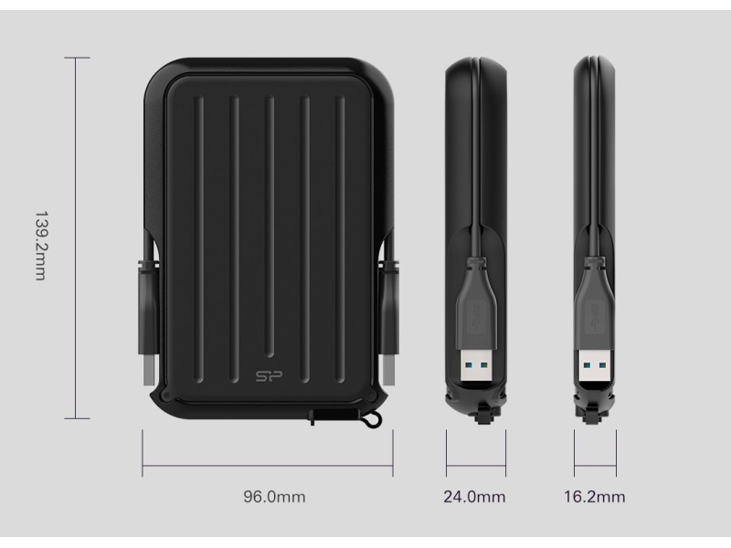 Silicon Power A66 external hard drive 2000 GB Black, Blue SP020TBPHD66SS3B – SILICON POWER Външни Хард Дискове