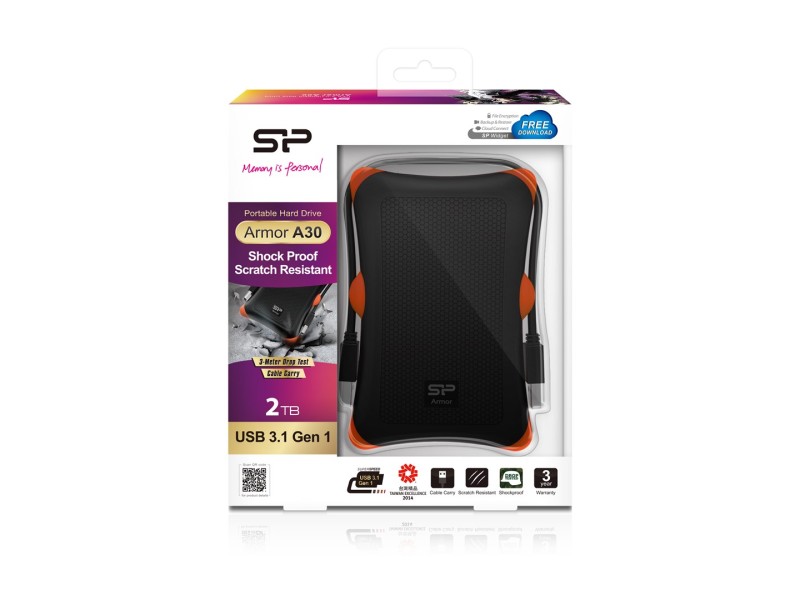 Silicon Power Armor A30 external hard drive 2000 GB Black SP020TBPHDA30S3K – SILICON POWER Външни Хард Дискове