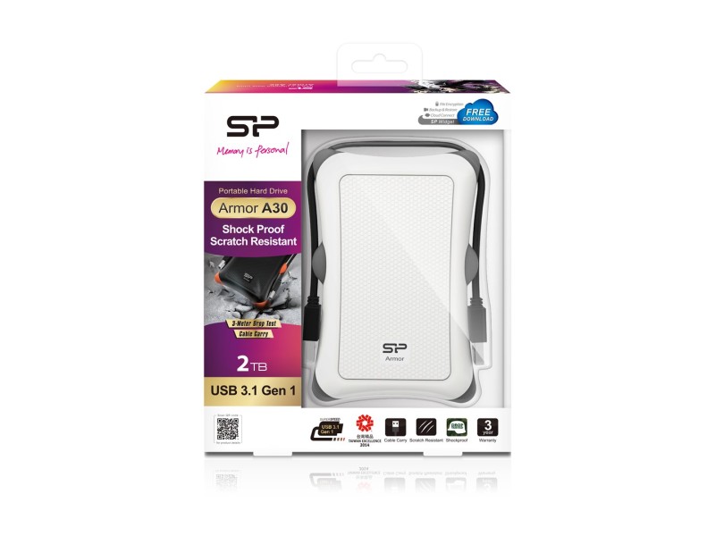 Silicon Power Armor A30 external hard drive 2000 GB White SP020TBPHDA30S3W – SILICON POWER Външни Хард Дискове