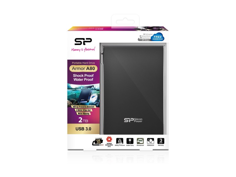 Silicon Power Armor A80 external hard drive 2000 GB Black SP020TBPHDA80S3K – SILICON POWER Външни Хард Дискове