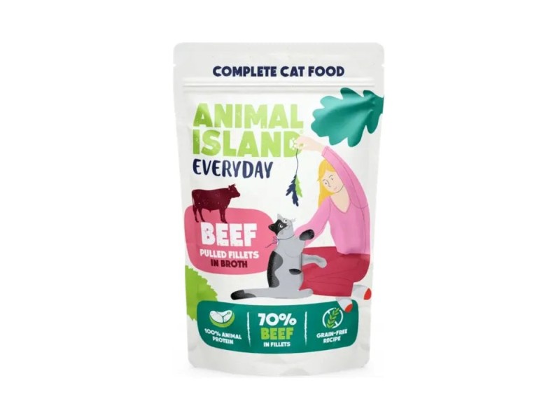 ANIMAL ISLAND Everyday Chicken and Beef fillets in broth - wet cat food - 4 x 85g DLKANLKAM0018 – ANIMAL ISLAND Храна за котки