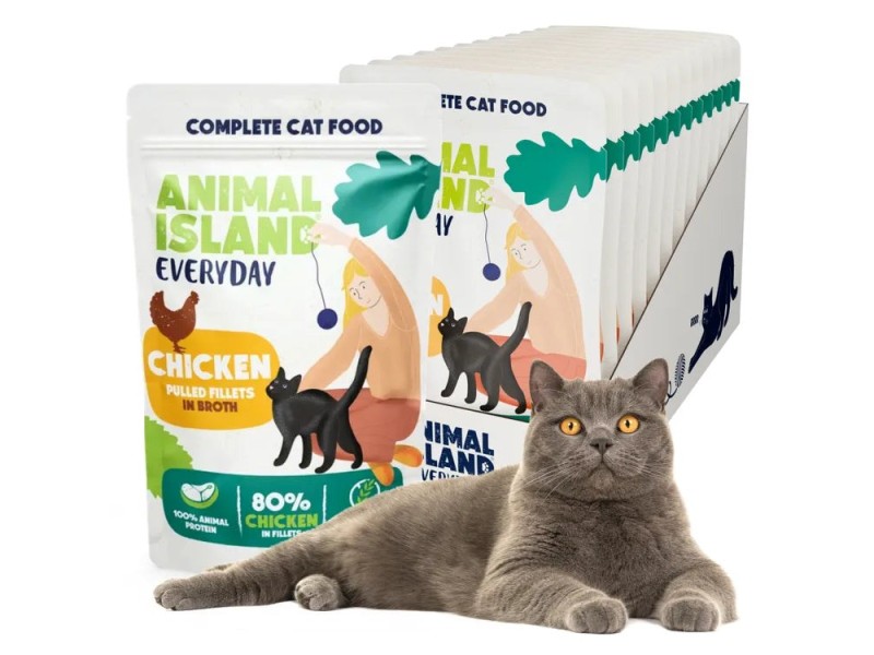 ANIMAL ISLAND Everyday Chicken fillets in broth - wet cat food - 12 x 85g DLKANLKAM0001 – ANIMAL ISLAND Храна за котки