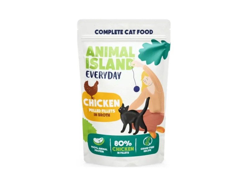 ANIMAL ISLAND Everyday Chicken fillets in broth - wet cat food - 12 x 85g DLKANLKAM0001 – ANIMAL ISLAND Храна за котки