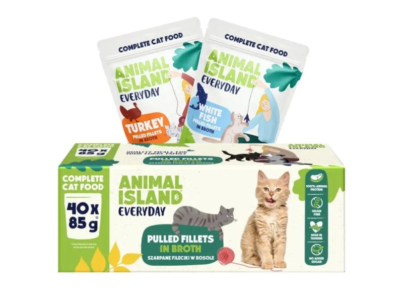 ANIMAL ISLAND Everyday Turkey and White fish fillets in broth - wet cat food - 40 x 85g DLKANLKAM0006 – ANIMAL ISLAND Храна за котки
