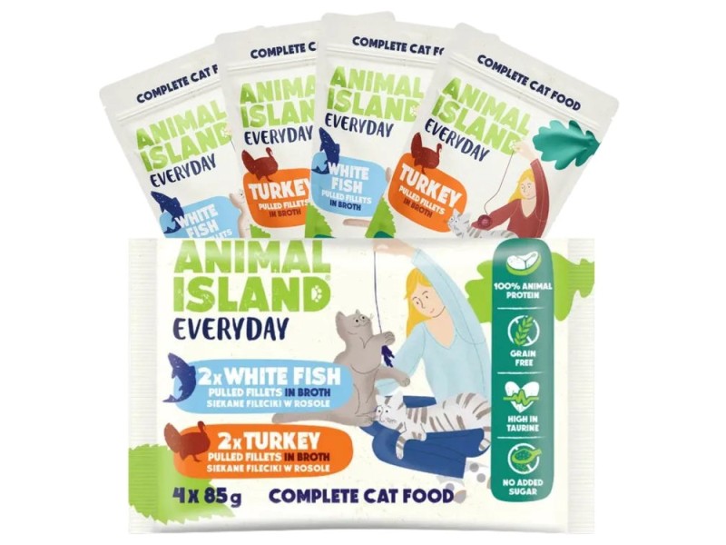 ANIMAL ISLAND Everyday Turkey and White fish fillets in broth - wet cat food - 4 x 85g DLKANLKAM0019 – ANIMAL ISLAND Храна за котки