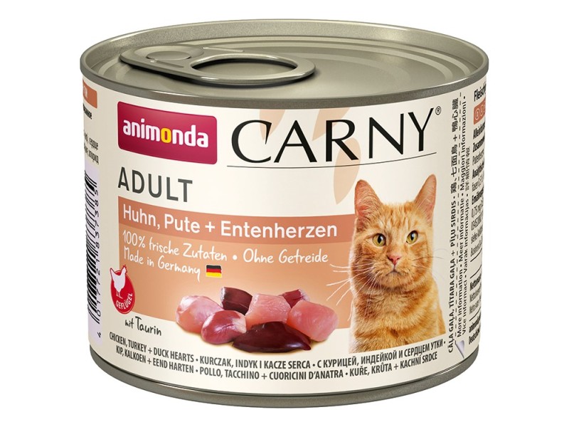 ANIMONDA Carny Adult flavour: chicken. turkey. duck hearts - wet cat food - 200g ANIMONDA Carny Adult flavour: chicken. turkey. duck hearts - wet cat food - 200g DLZANMKMK0094 – animonda Храна за котки