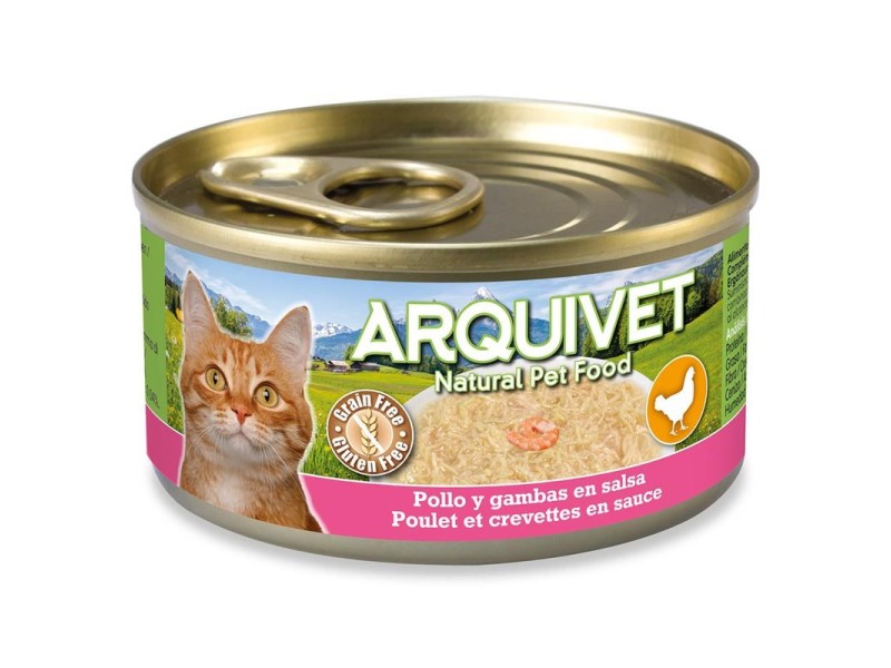 ARQUIVET Chicken in sauce with shrimps - wet cat food - 80g DLKARQKAM0014 – ARQUIVET Храна за котки