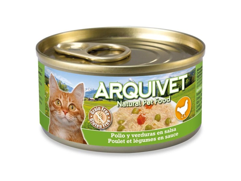 ARQUIVET Chicken in sauce with vegetables - wet cat food - 80g DLKARQKAM0011 – ARQUIVET Храна за котки