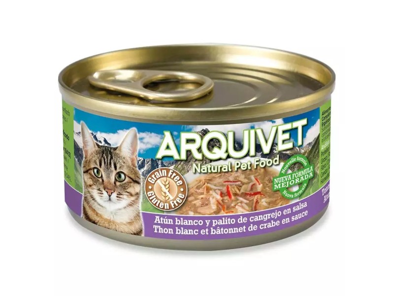 ARQUIVET White Tuna and Crab Sticks - wet cat food - can - 80 g DLKARQKAM0002 – ARQUIVET Храна за котки