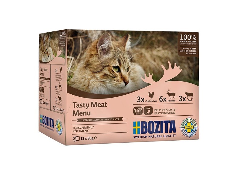 BOZITA Tasty meat menu Multibox Flavor Mix in Jelly - Wet Cat Food - 12 x 85g BOZITA Tasty meat menu Multibox Flavor Mix in Jelly - Wet Cat Food - 12 x 85g DLKBZTKAM0012 – BOZITA Храна за котки
