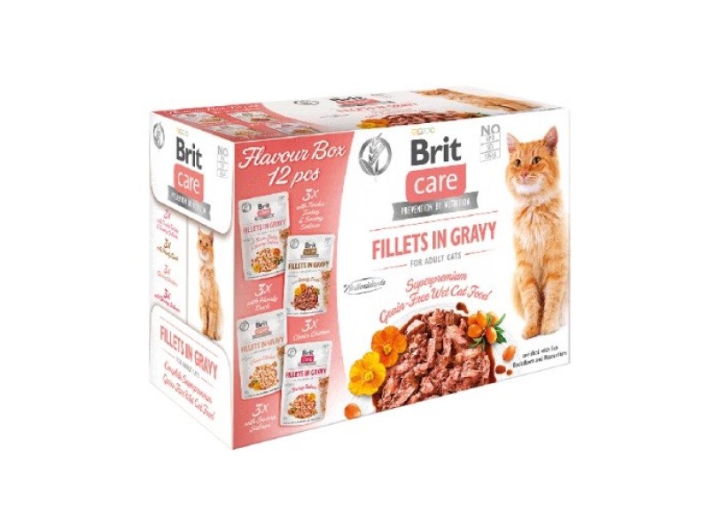 BRIT Care Cat Adult Fillets in Gravy - wet cat food - 12x 85g DLKRITKAM0008 – Brit Храна за котки