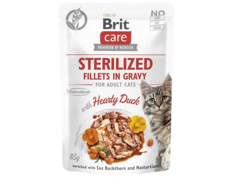 BRIT Care Cat Sterilized Hearty Duck Pouch - wet cat food - 85 g DLKRITKAM0035 – Brit Храна за котки