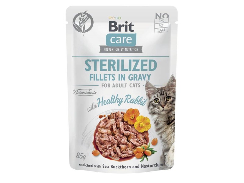 BRIT Care Cat Sterilized Rabbit Pouch - wet cat food - 85 g BRIT Care Cat Sterilized Rabbit Pouch - wet cat food - 85 g DLKRITKAM0036 – Brit Храна за котки