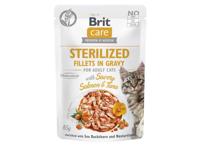 BRIT Care Cat Sterilized Salmon&Tuna Pouch - wet cat food - 85 g DLKRITKAM0037 – Brit Храна за котки