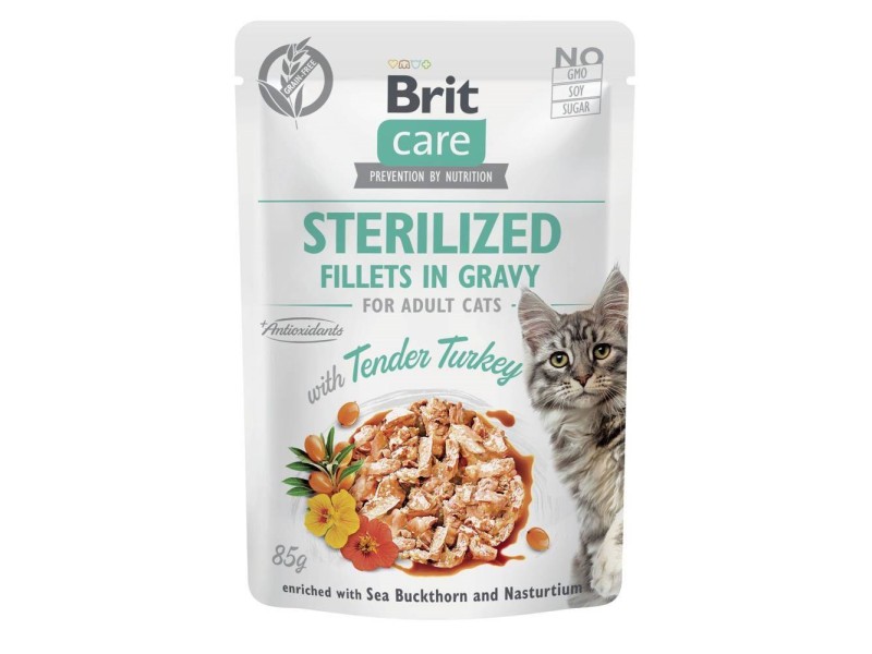 BRIT Care Cat Sterilized Tender Turkey Pouch - wet cat food - 85 g DLKRITKAM0038 – Brit Храна за котки