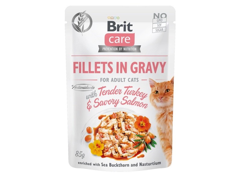 BRIT Care Fillets in Gravy turkey and salmon in sauce - wet cat food - 85 g DLZRITKMK0025 – Brit Храна за котки