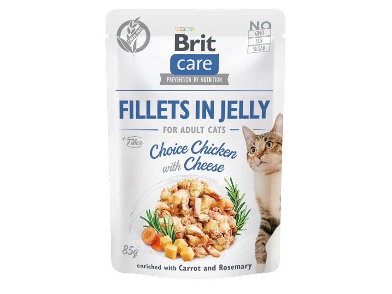 BRIT Care Fillets in Jelly chicken and cheese - wet cat food - 85 g DLZRITKMK0026 – Brit Храна за котки