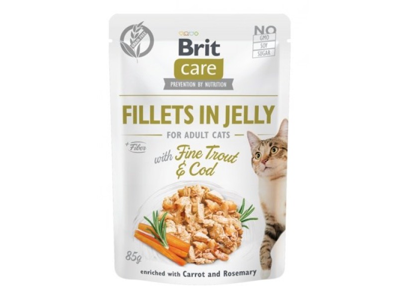 BRIT Care Fillets in Jelly - trout and cod fillets in jelly - wet cat food - 85 g DLZRITKMK0027 – Brit Храна за котки