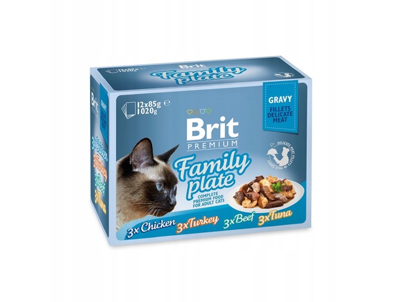 BRIT Premium Family Plate Mix of Flavors in Sauce - wet food for cats - 12x85g DLKRITKAM0043 – Brit Храна за котки
