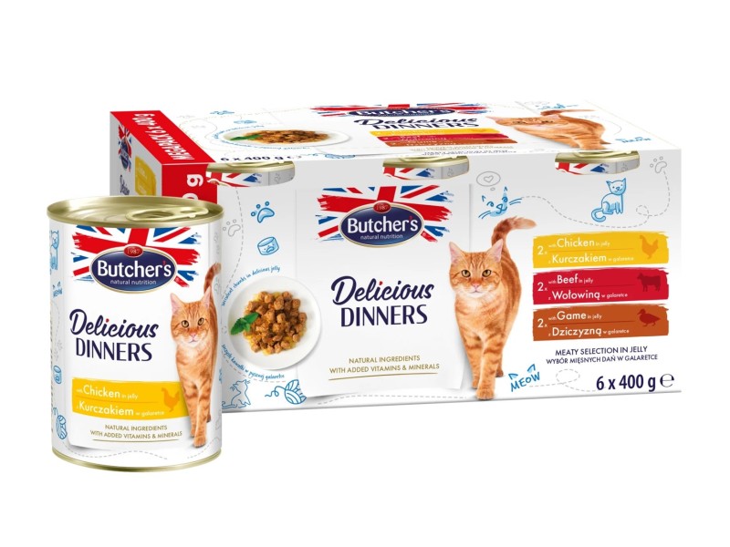 BUTCHERS Delicious Dinners Meaty selection in jelly - wet cat food - 6 x 400g DLKBHRKAM0010 – Butchers Храна за котки