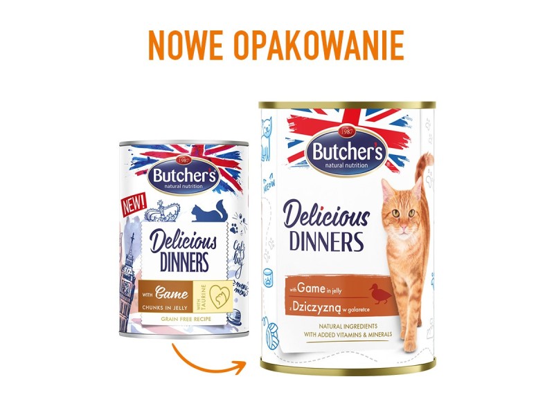 BUTCHERS Delicious Dinners Pieces with venison in jelly - wet cat food - 400g DLZBHRKMK0032 – Butchers Храна за котки