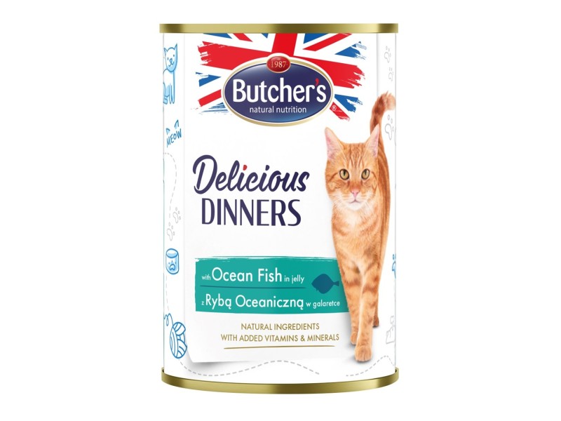 BUTCHERS Delicious dinners Ocean Fish Chunks in jelly - wet cat food - 400 g DLKBHRKAM0001 – Butchers Храна за котки