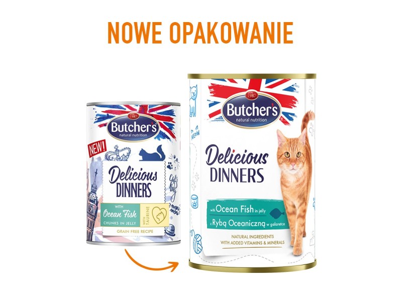 BUTCHERS Delicious dinners Ocean Fish Chunks in jelly - wet cat food - 400 g DLKBHRKAM0001 – Butchers Храна за котки