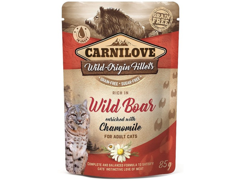 CARNILOVE CAT POUCH Wet cat food Boar, Chamomile 85 g DLZCAVKMK0007 – CARNILOVE Храна за котки
