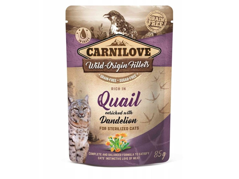 CARNILOVE CAT POUCH Wet cat food Quail, Dandelion 85 g DLZCAVKMK0003 – CARNILOVE Храна за котки
