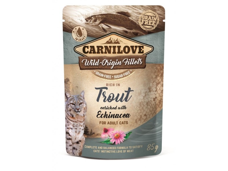 CARNILOVE CAT POUCH Wet cat food Trout, Echinacea 85 g DLZCAVKMK0005 – CARNILOVE Храна за котки