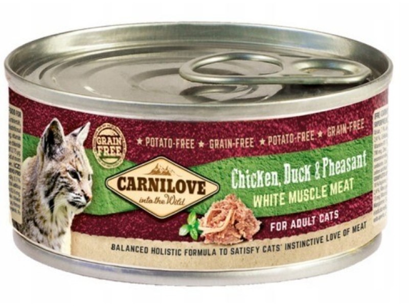 CARNILOVE Cat Chicken, Duck & Pheasant White Muscle Meat – wet food for cats – 100 g DLKCAVKAM0004 – CARNILOVE Храна за котки