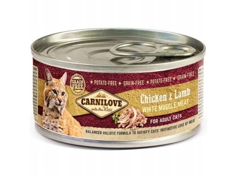 CARNILOVE Cat Chicken & Lamb White Muscle Meat – wet food for cats – 100 g DLKCAVKAM0002 – CARNILOVE Храна за котки