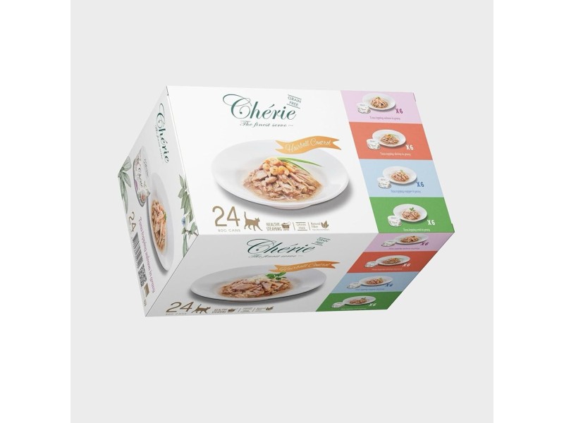 CHERIE Indoor Hairball Control Mixed Flavors with Tuna in Gravy - Wet Cat Food - 24x80g DLKCEIKAM0020 –  Храна за котки