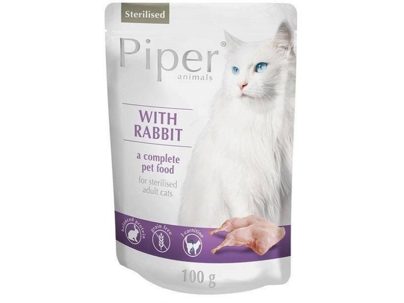 DOLINA NOTECI Piper Animals Sterilised  Rabbit - wet cat food - 100 g DLZDNTKMK0019 – DOLINA NOTECI Храна за котки