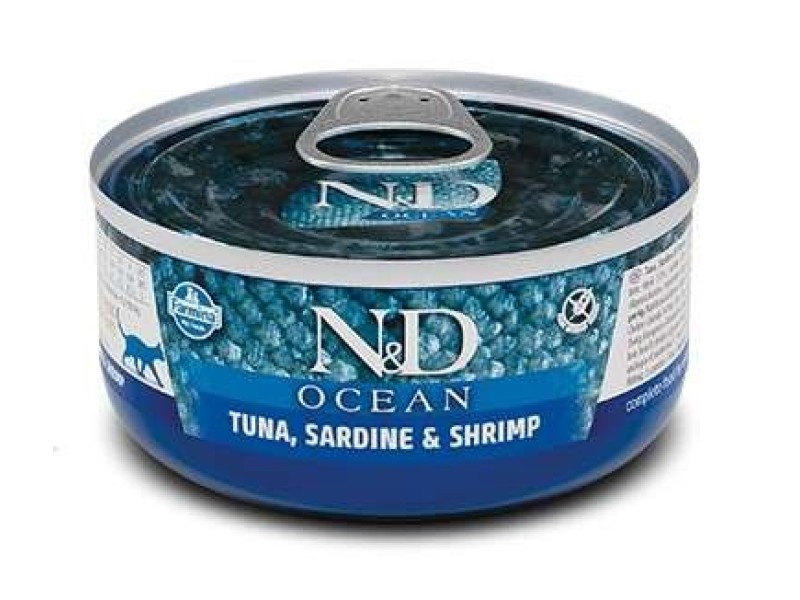 FARMINA N&D CAT OCEAN TUNA,SARDINE&SHRIMPS 70g PND080141 – Farmina Храна за котки