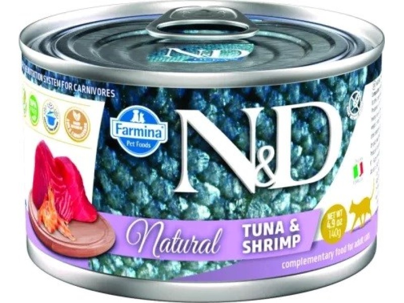 FARMINA N&D Cat Natural Tuna&Shrimp- wet cat food - 140 g PND140064 – Farmina Храна за котки