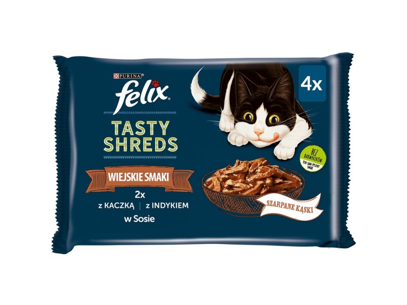 FELIX Tasty Shreds with duck and turkey - 4x 80g DLZPUIKMK0087 – PURINA NESTLE Храна за котки