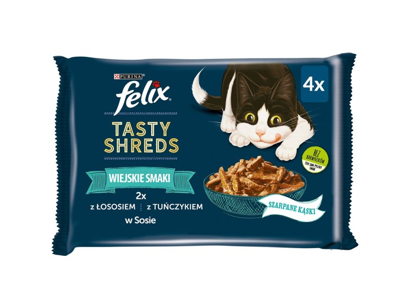FELIX Tasty Shreds with salmon and tuna - 4x 80g DLZPUIKMK0086 – PURINA NESTLE Храна за котки