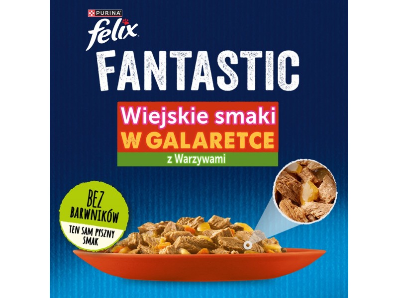 Felix Fantastic country flavors meat with vegetables - chicken with tomatoes, beef with carrots - 340g (4x 85 g) DLZPUIKMK0080 – PURINA NESTLE Храна за котки