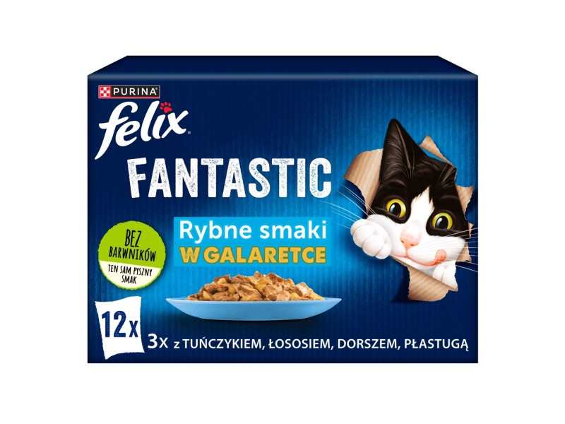 Felix Fantastic fish flavors in jelly with tuna, salmon, cod and flatfish - (12x 85 g) DLZPUIKMK0077 – PURINA NESTLE Храна за котки