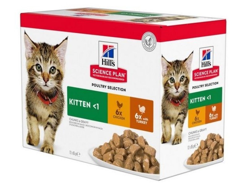 HILLS Feline Kitten Multipack Poultry - saszetka 12x85g 052742211510 – Hills Храна за котки